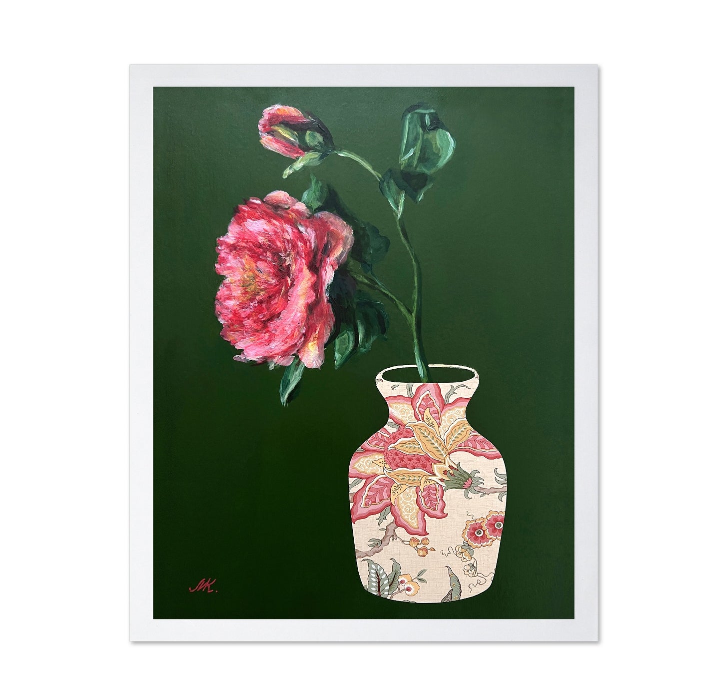 Patterned Vase Rose Painting