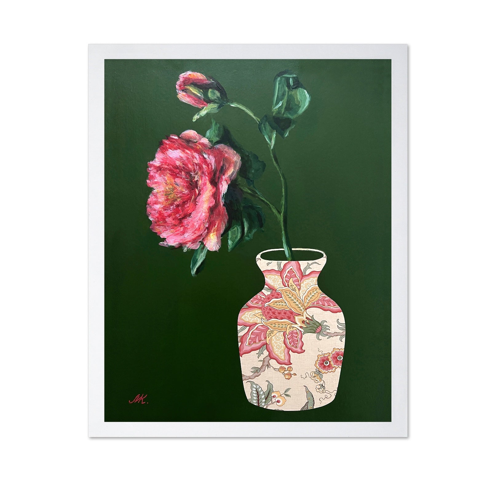 Patterned Vase Rose Painting