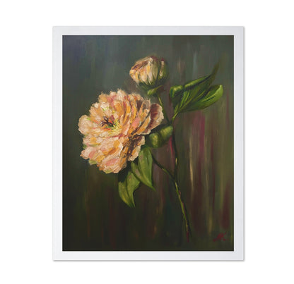 Peach Peony Floral Painting