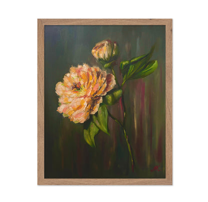 Peach Peony Floral Painting