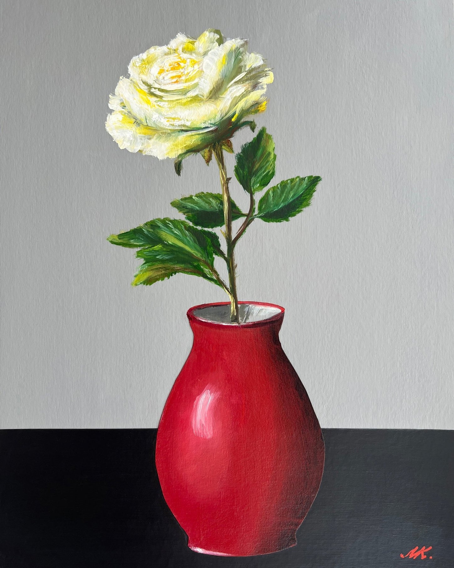 White Rose Red Vase