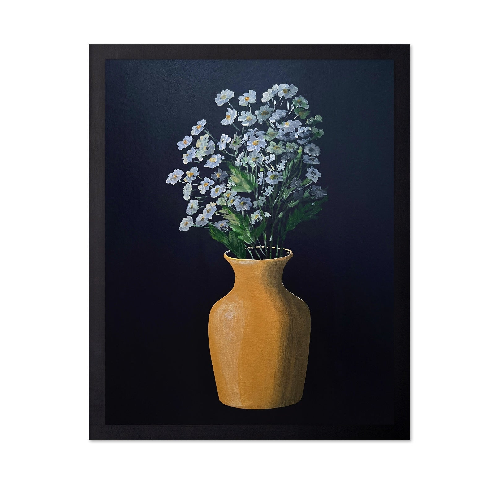 White Flowers Yellow Vase