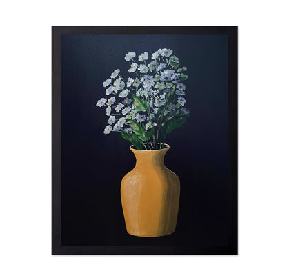 White Flowers Yellow Vase
