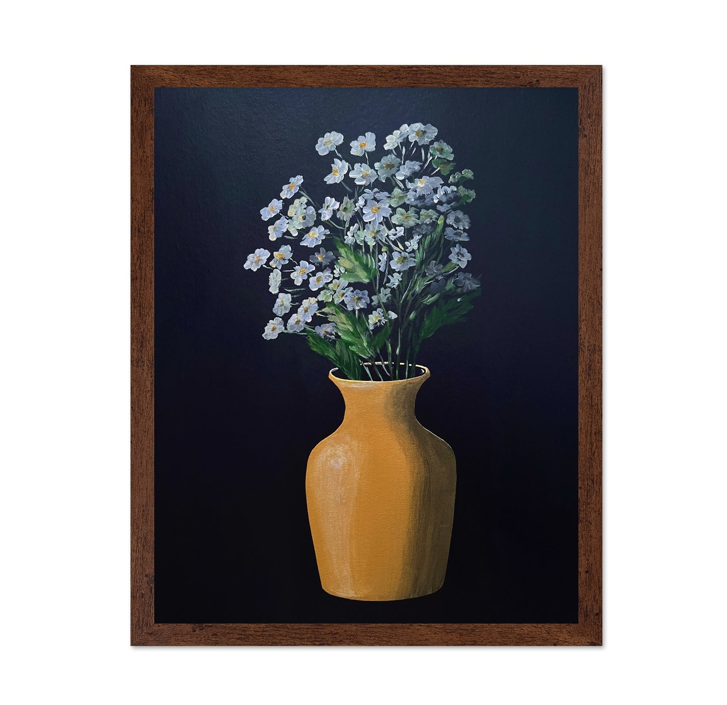 White Flowers Yellow Vase