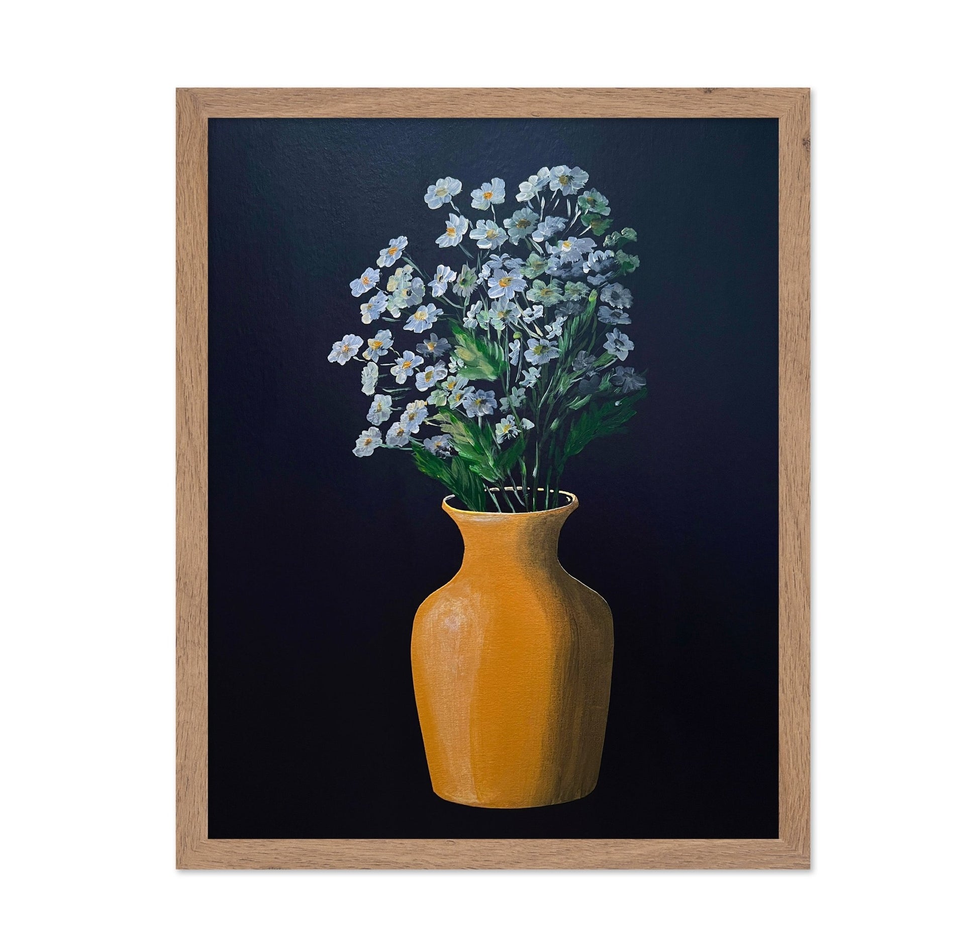 White Flowers Yellow Vase