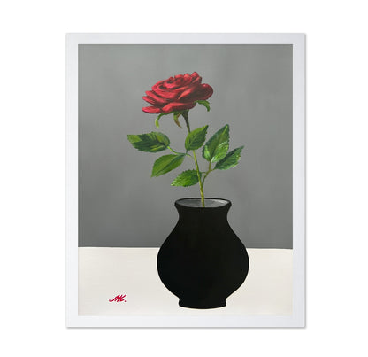 Red Rose Black Vase