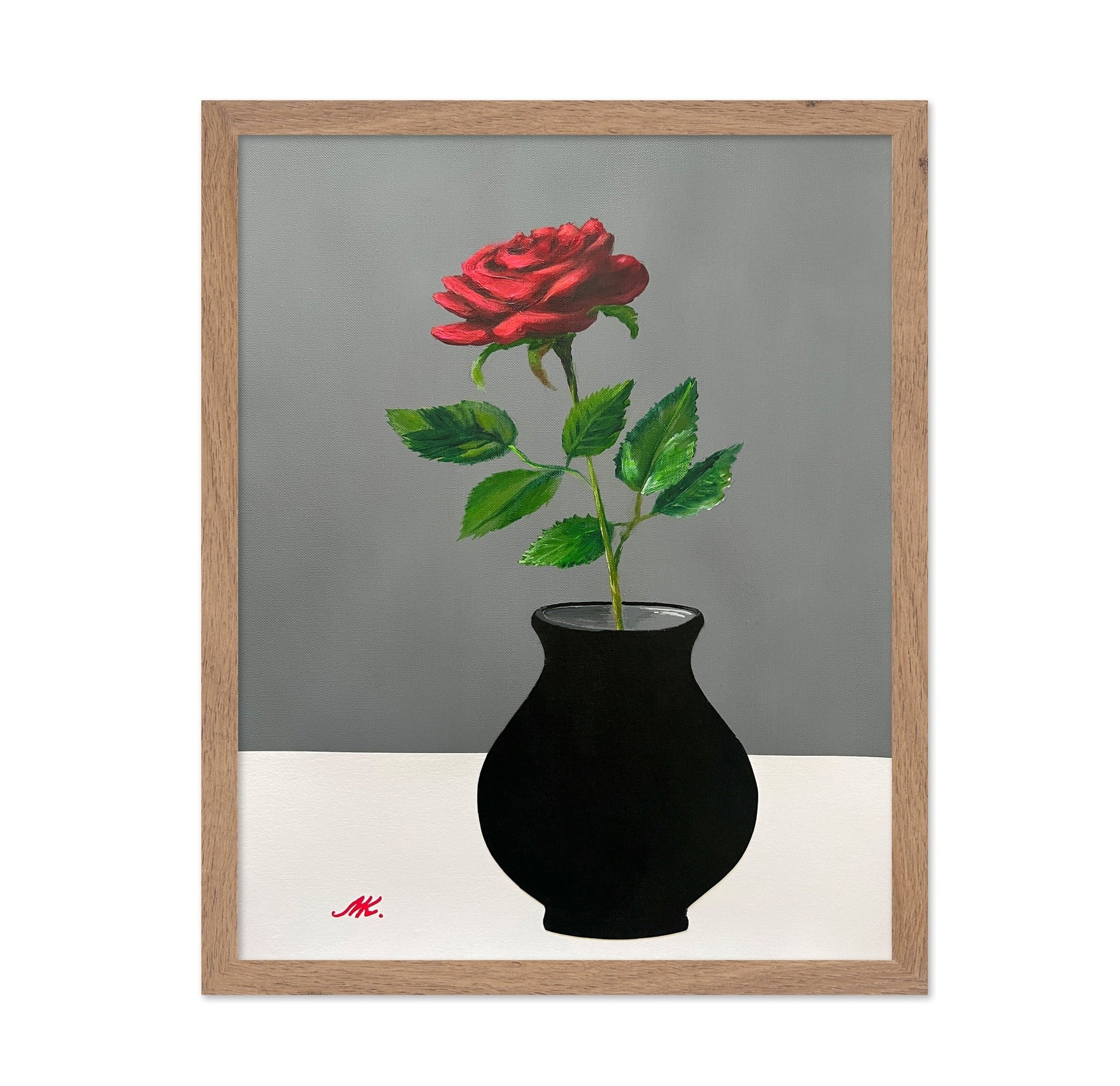 Red Rose Black Vase