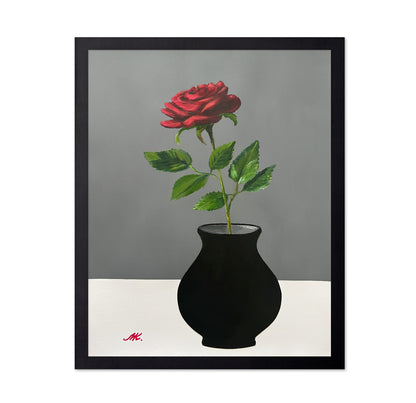 Red Rose Black Vase