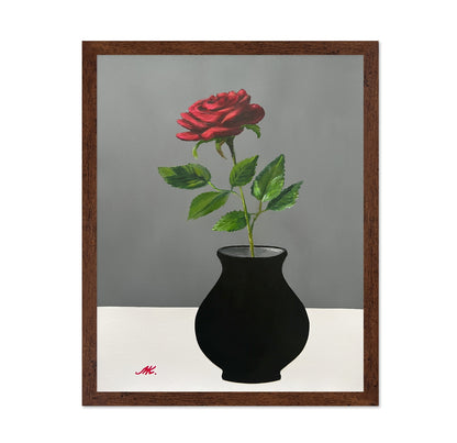 Red Rose Black Vase