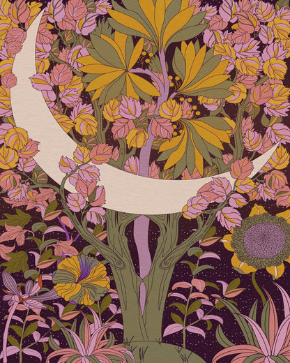 Moonlit Floral Forest