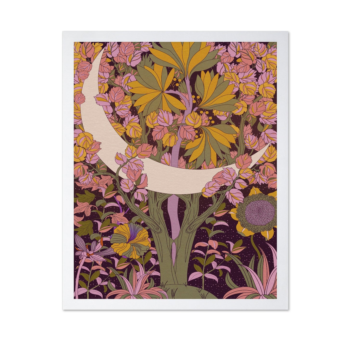Moonlit Floral Forest