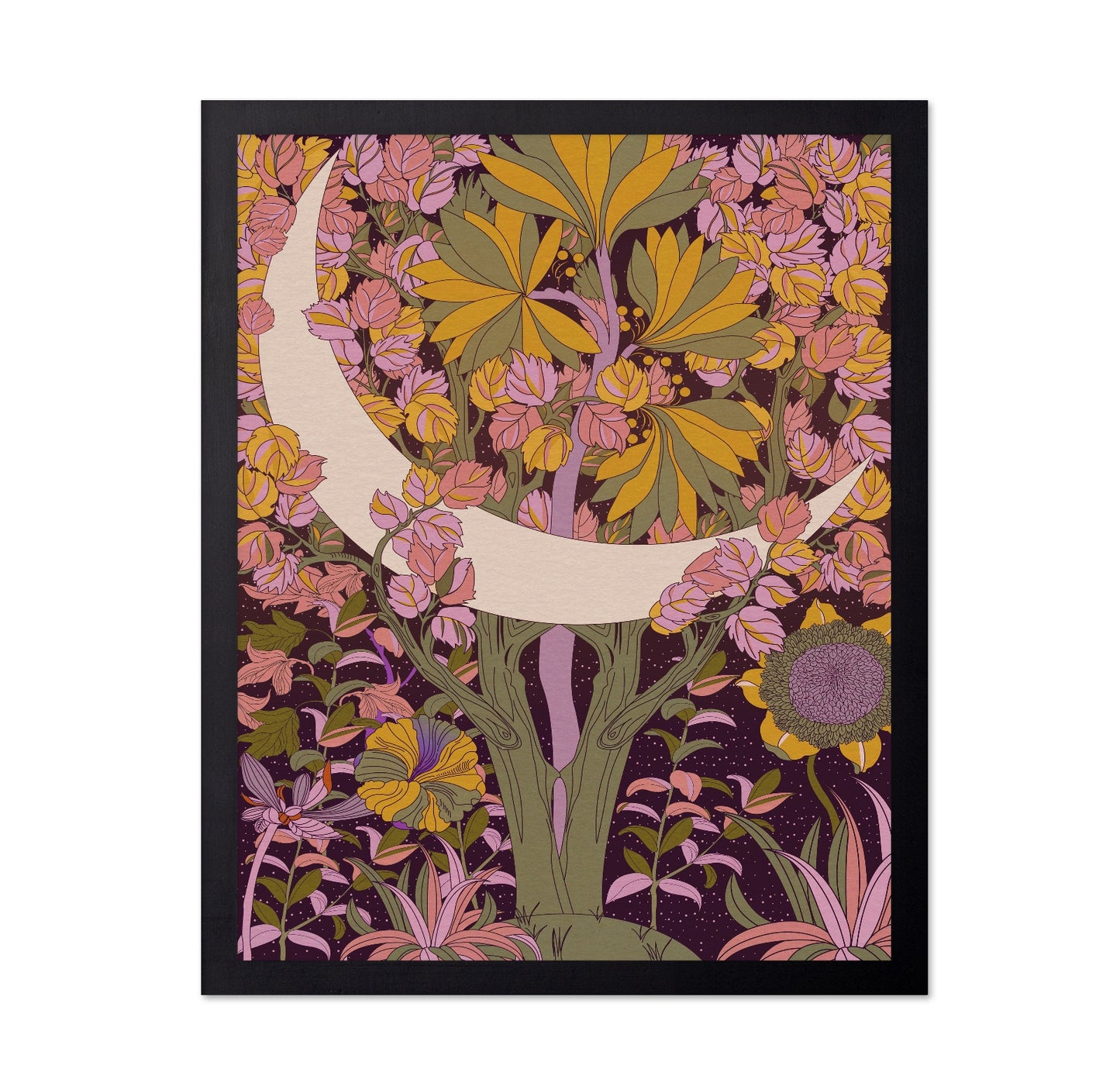 Moonlit Floral Forest
