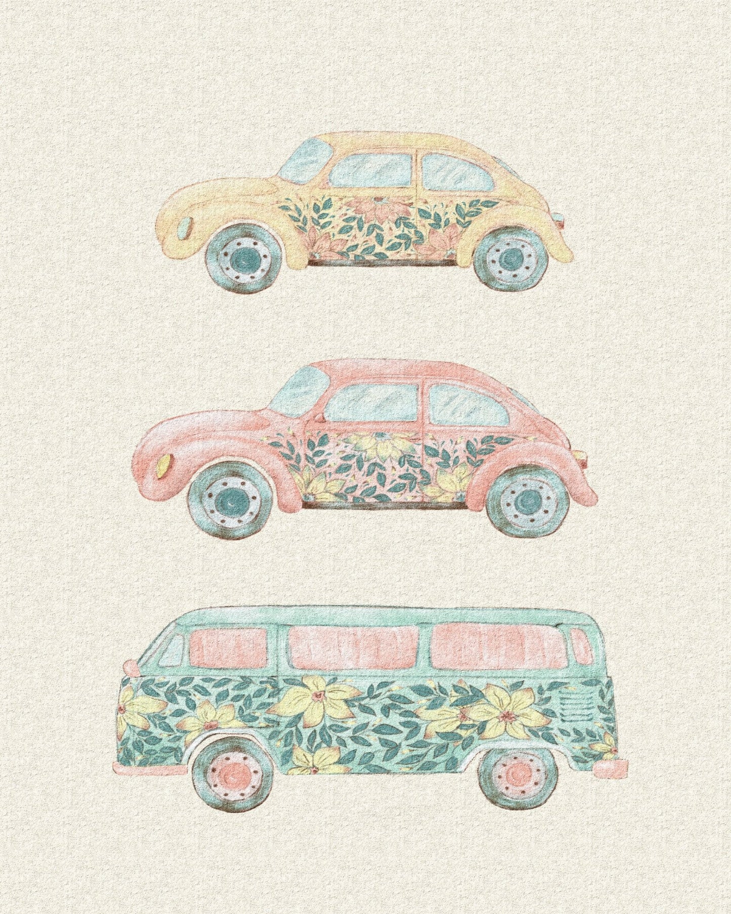 Floral Vintage Cars