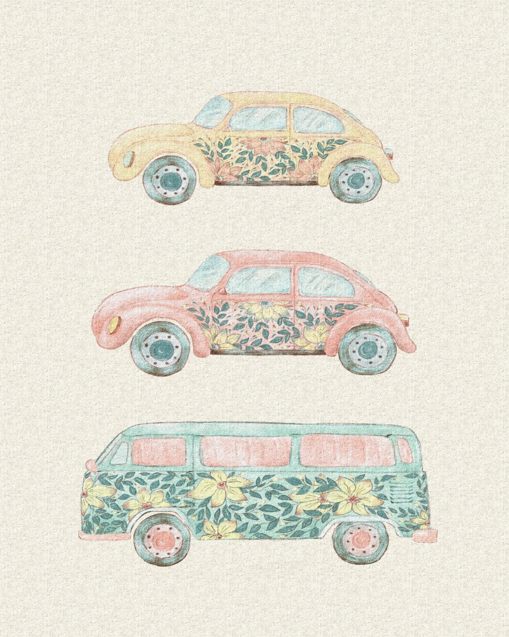 Floral Vintage Cars
