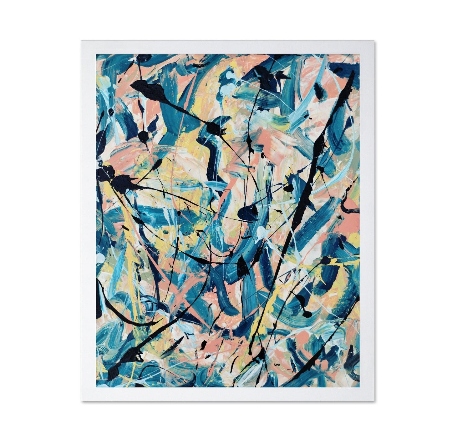 Teal Pink Abstract Painting