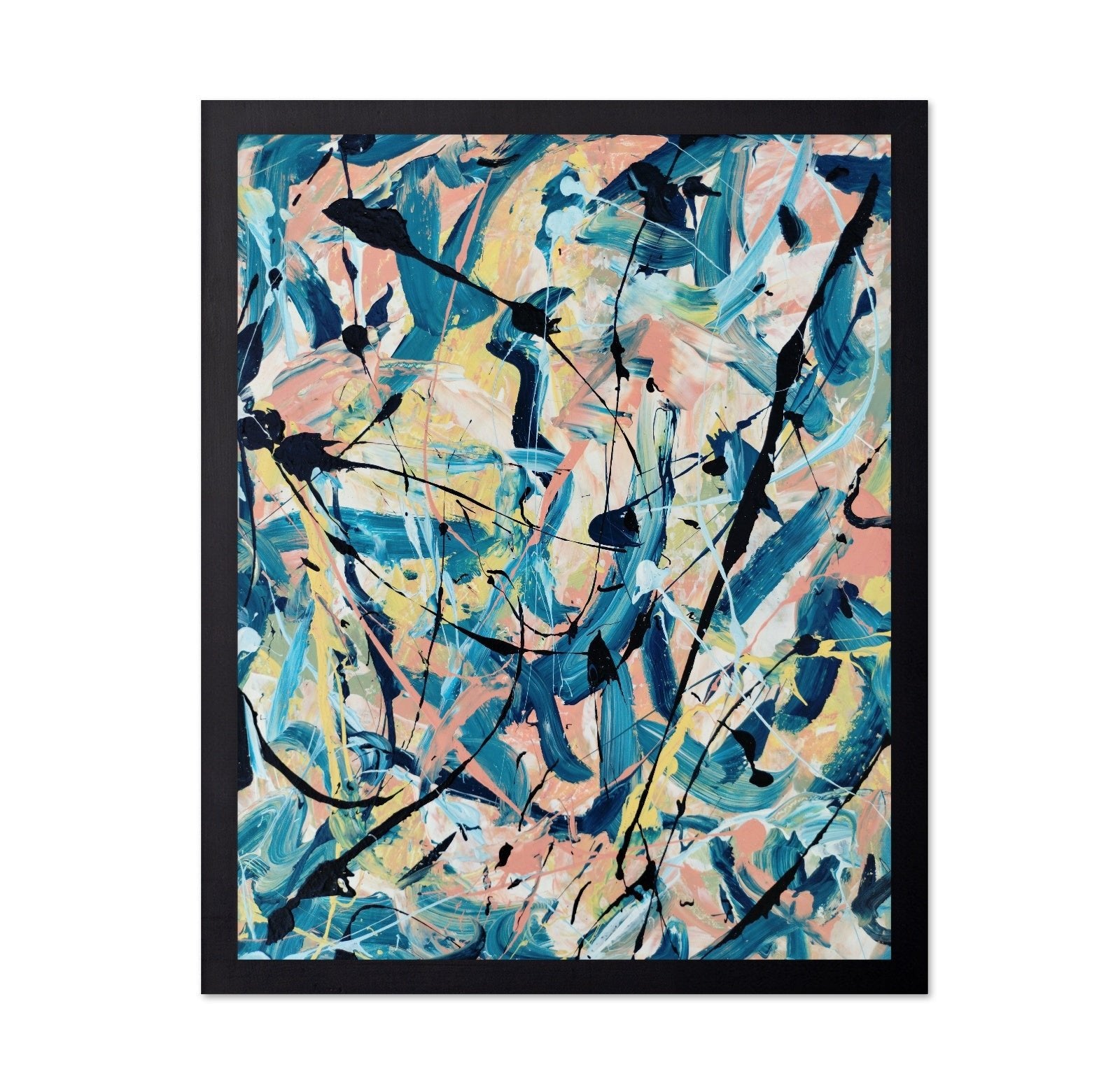 Teal Pink Abstract Painting