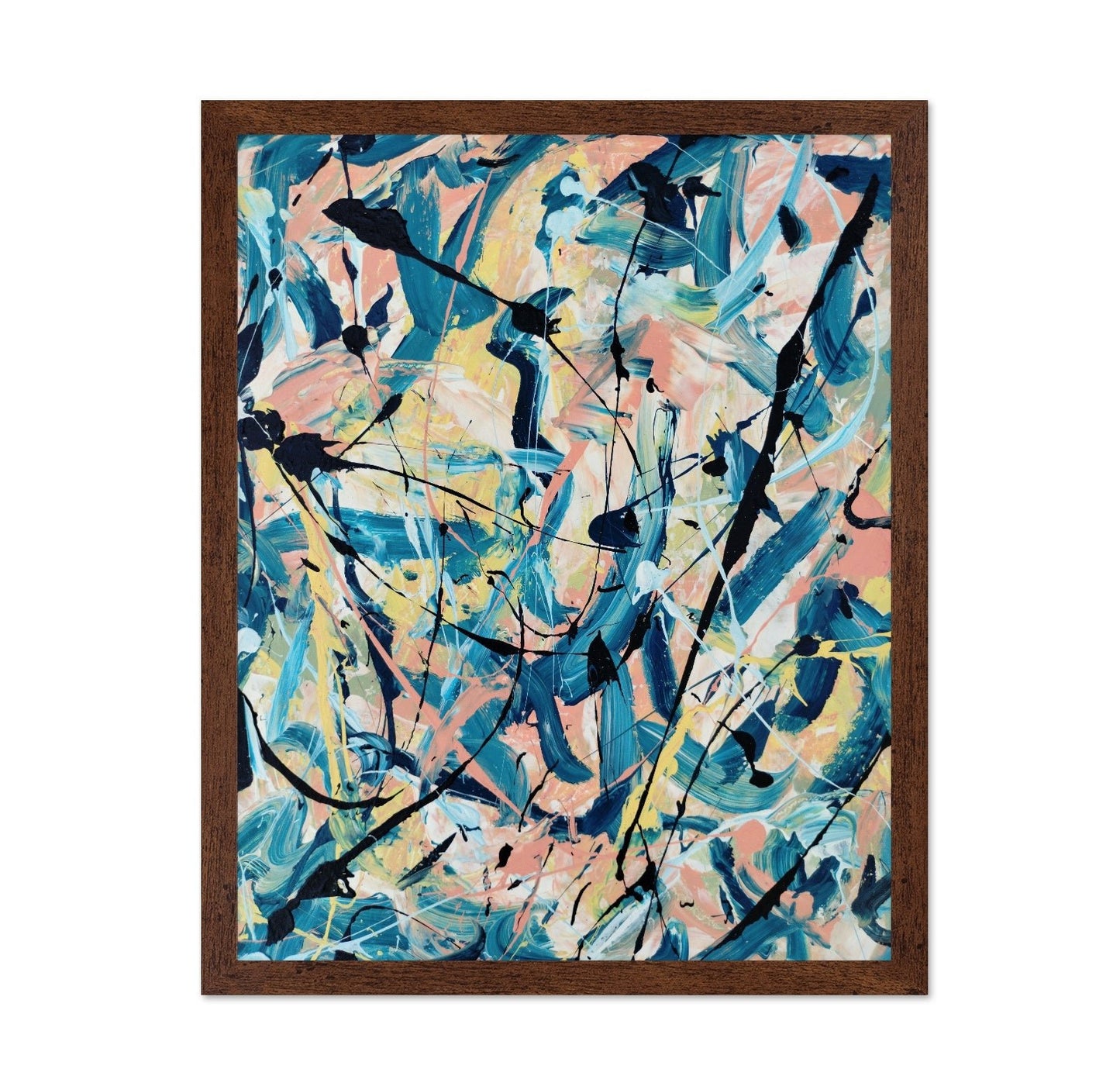 Teal Pink Abstract Painting