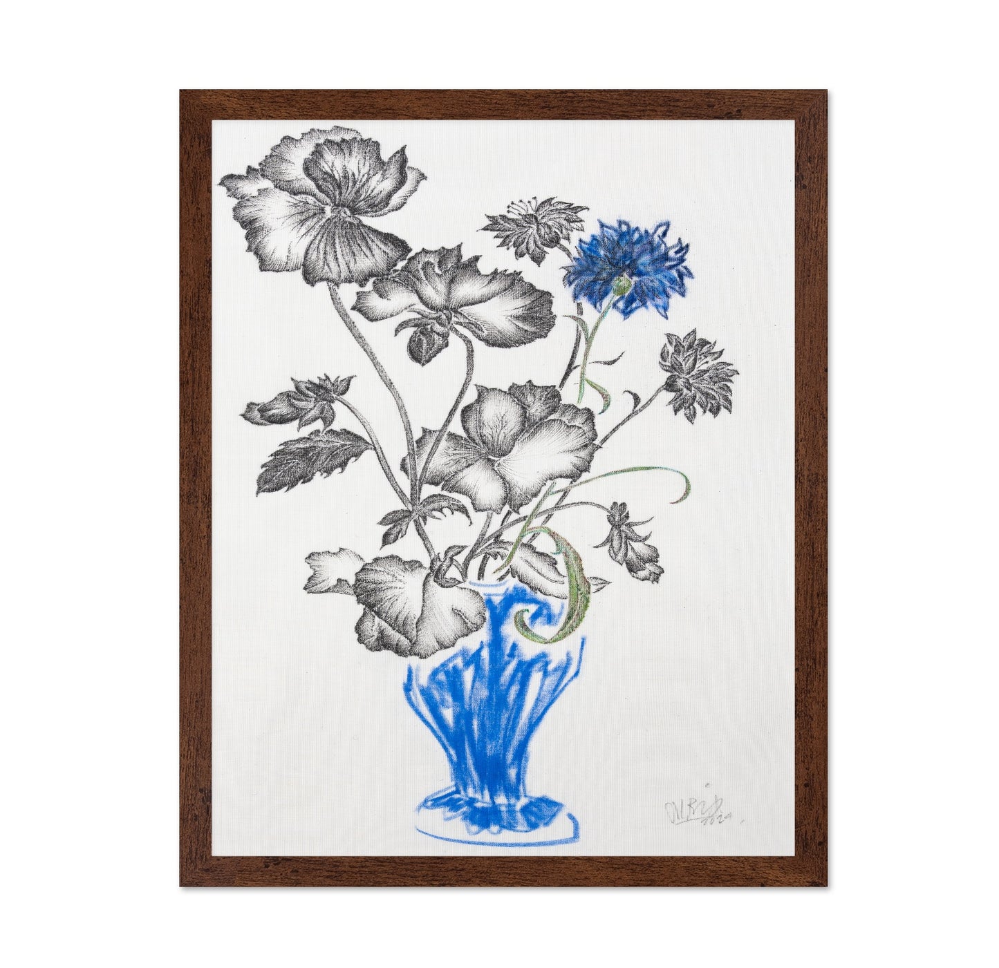 Blue Vase Floral Sketch
