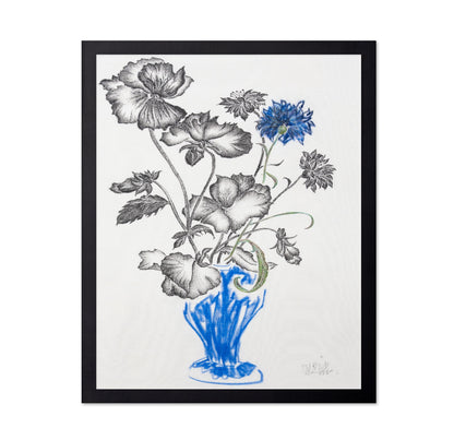 Blue Vase Floral Sketch