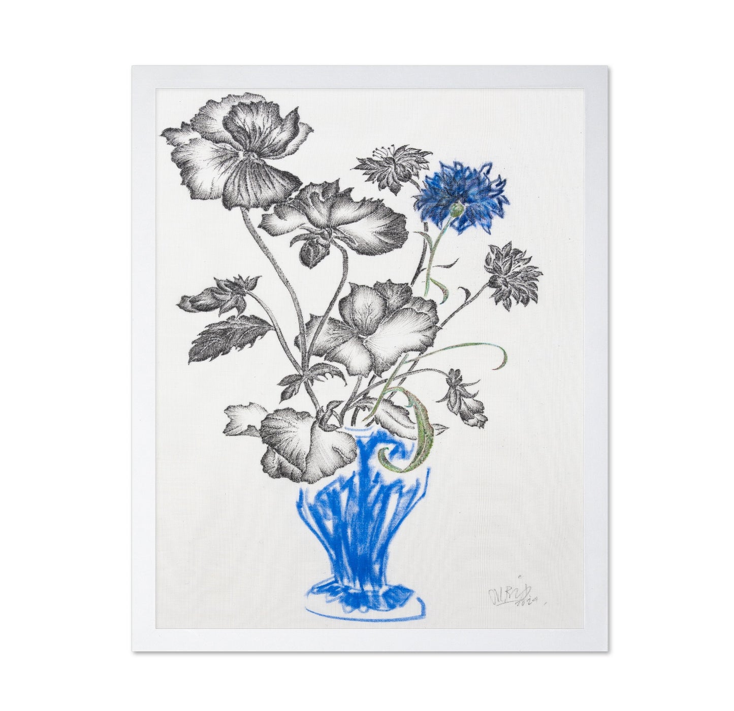 Blue Vase Floral Sketch