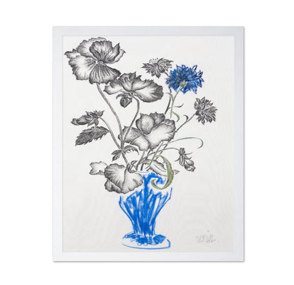 Blue Vase Floral Sketch