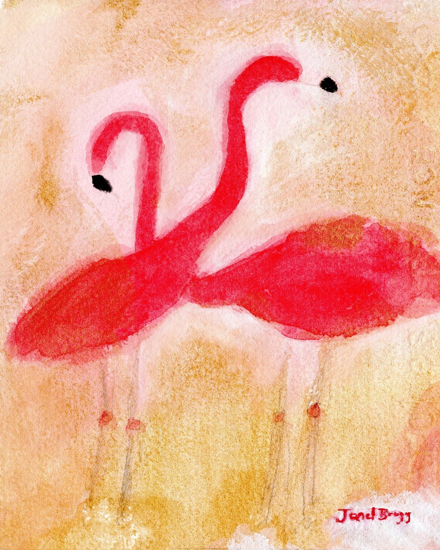 Pink Flamingo Pair No1