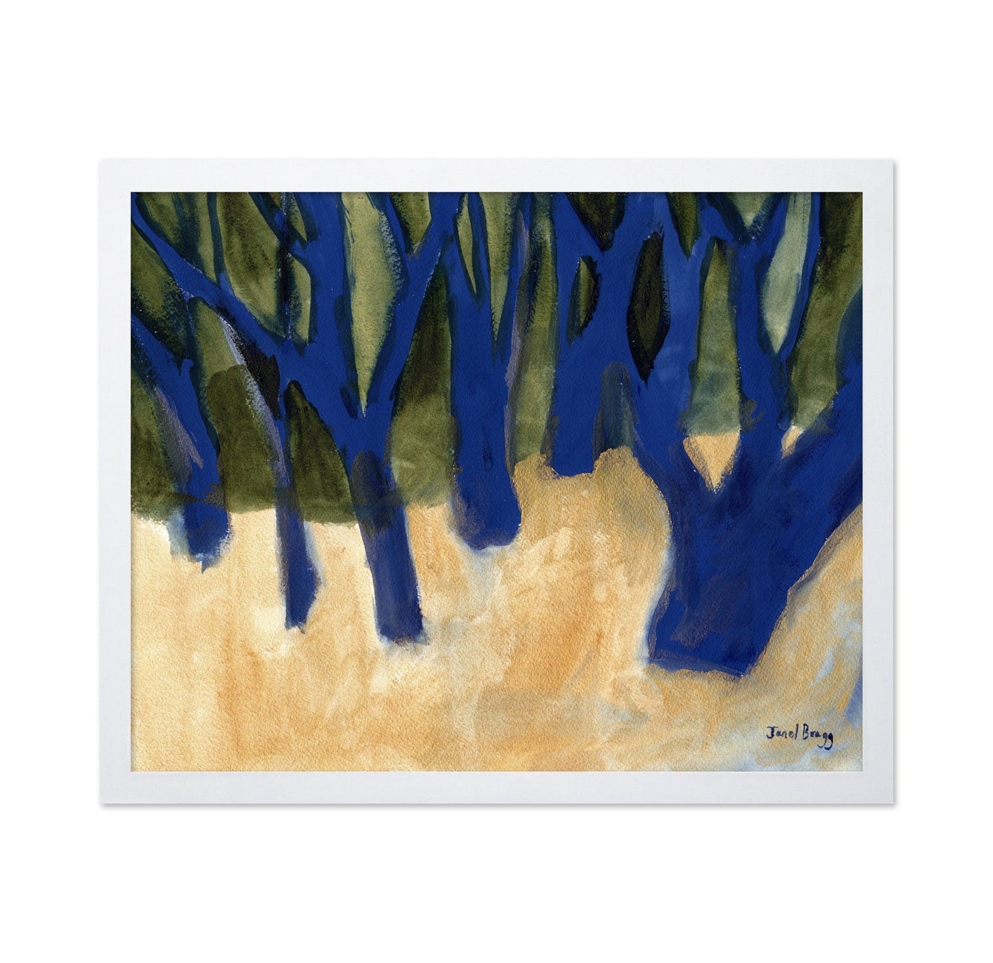 Blue Trees Gold Ground