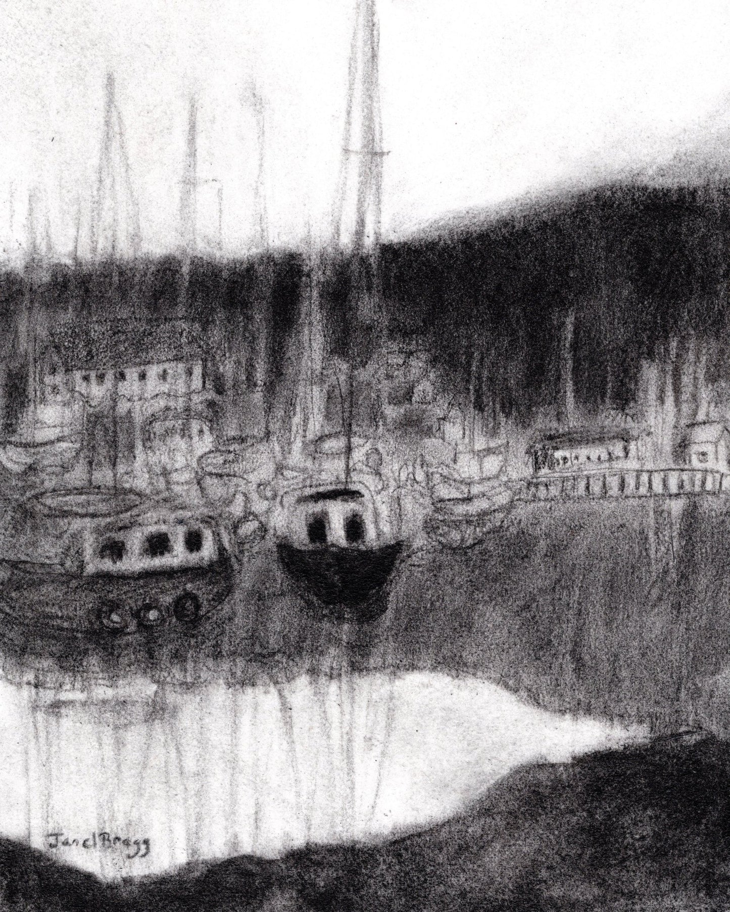 Harbor In Charcoal