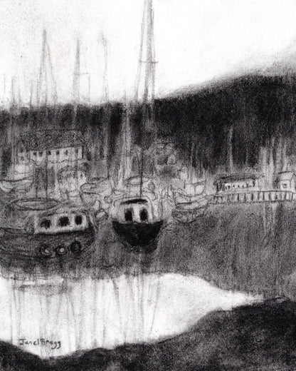 Harbor In Charcoal