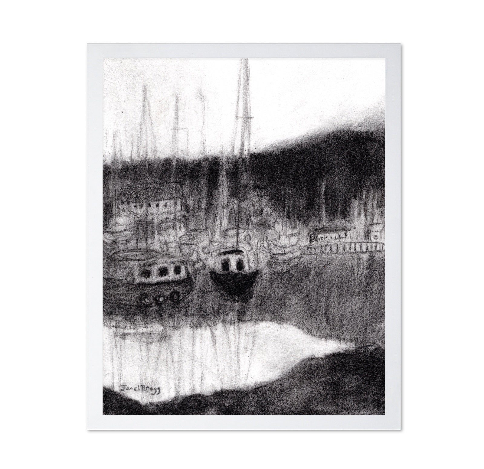 Harbor In Charcoal