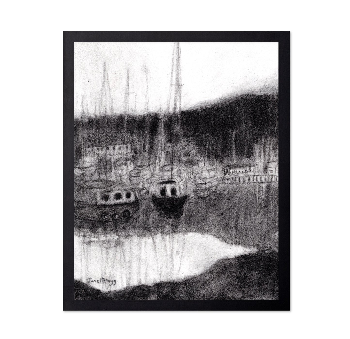 Harbor In Charcoal