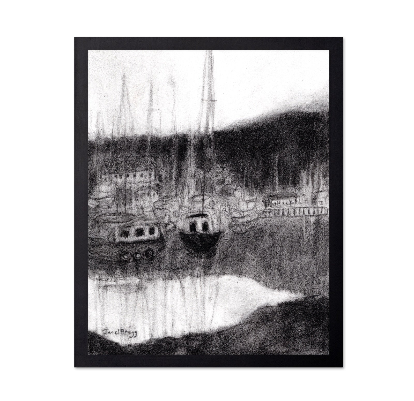 Harbor In Charcoal