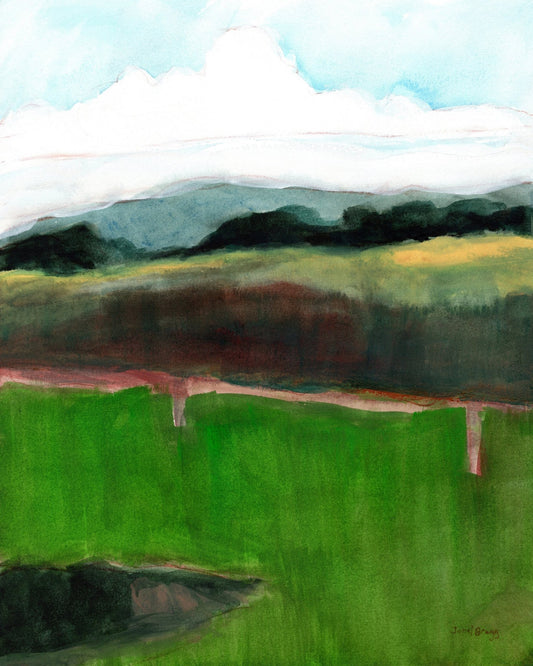 Green Horizon Landscape Painting