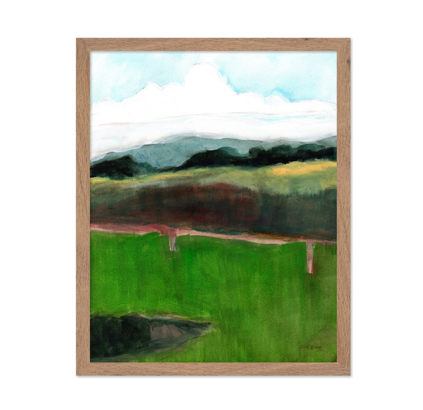 Green Horizon Landscape Painting