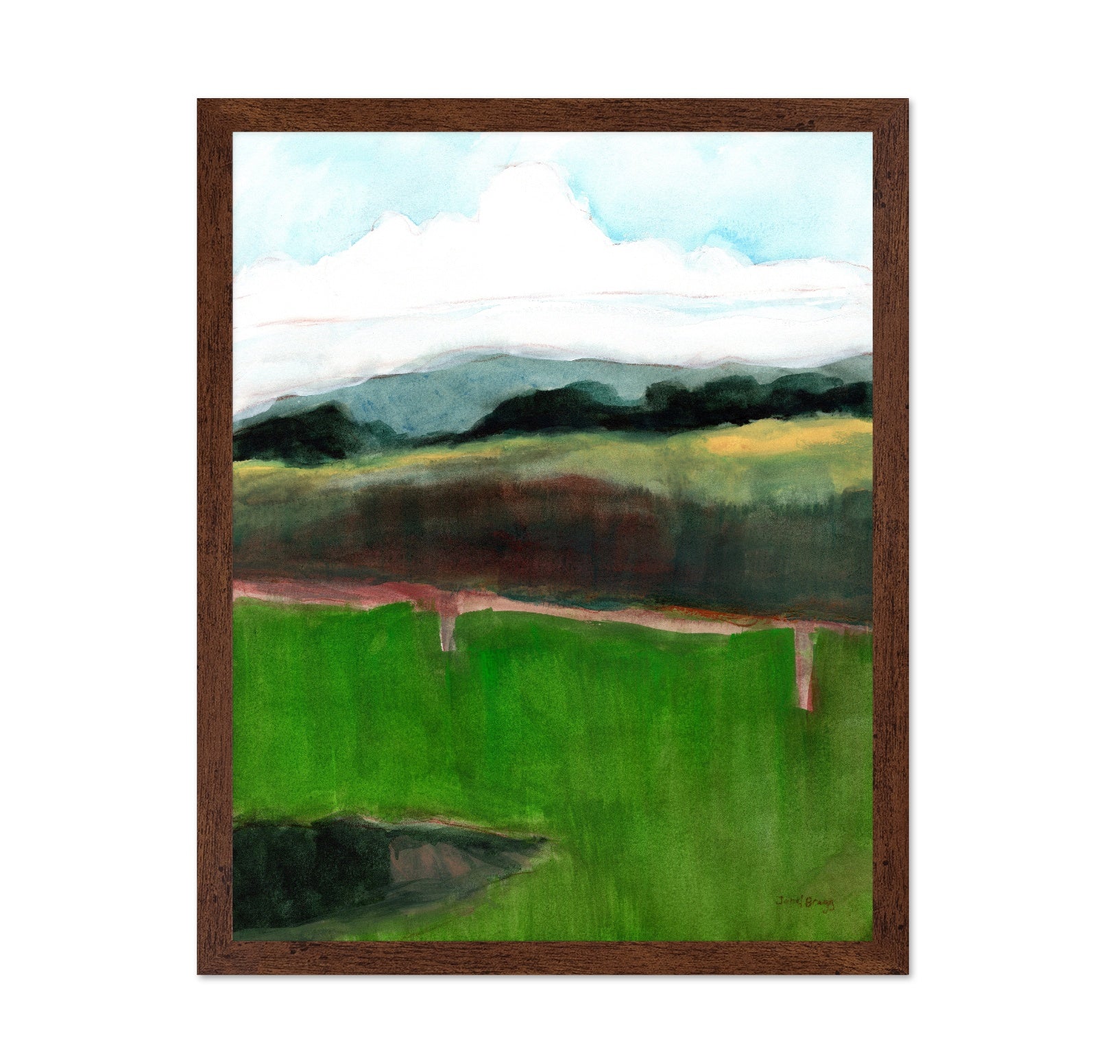 Green Horizon Landscape Painting