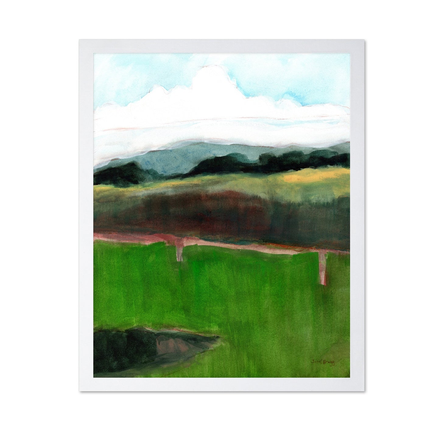 Green Horizon Landscape Painting
