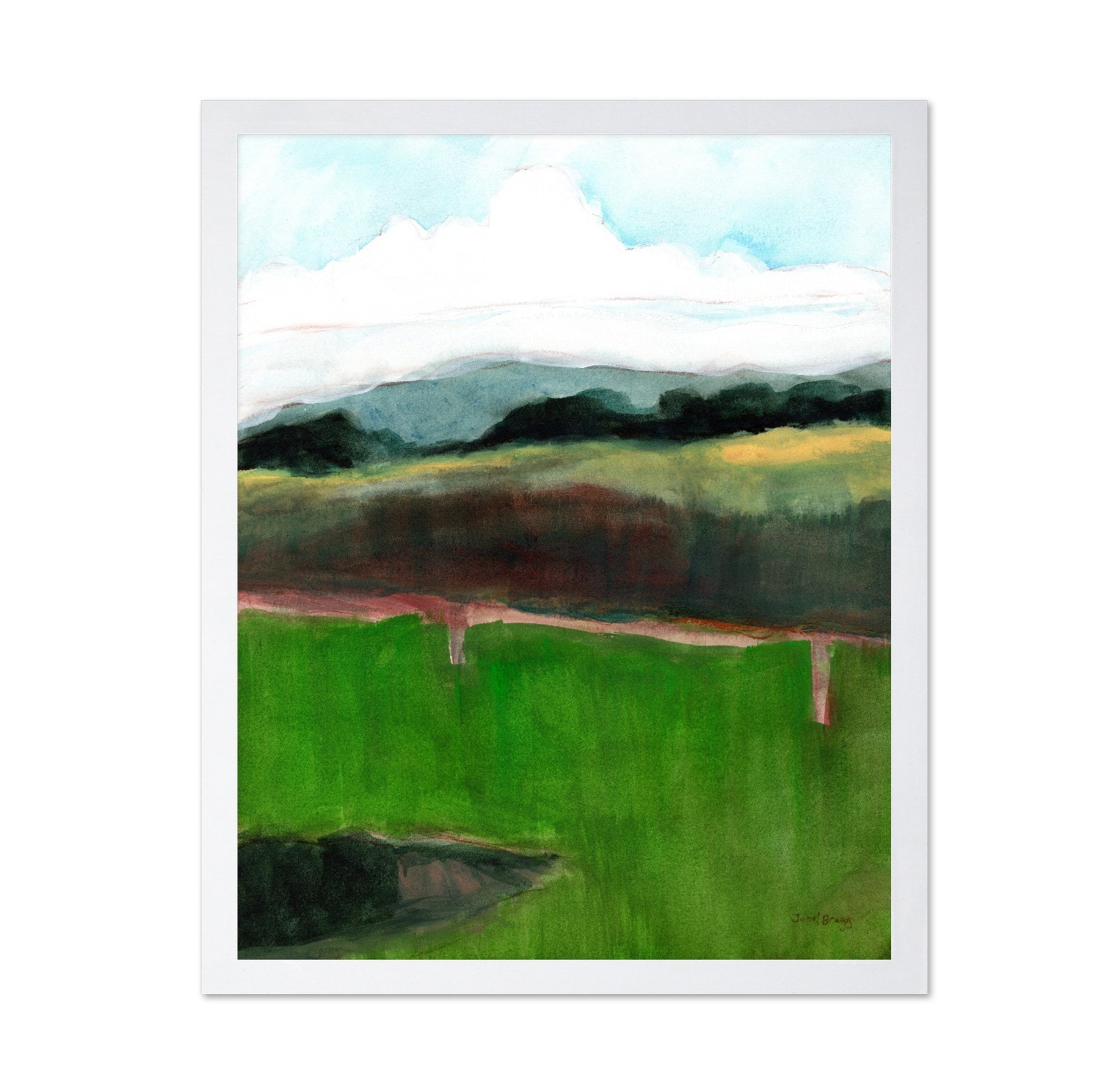 Green Horizon Landscape Painting