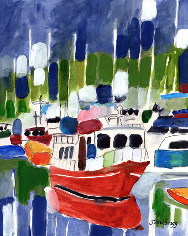 Colorful Harbor Boats No1