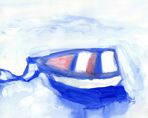 Blue Rowboat Reflections