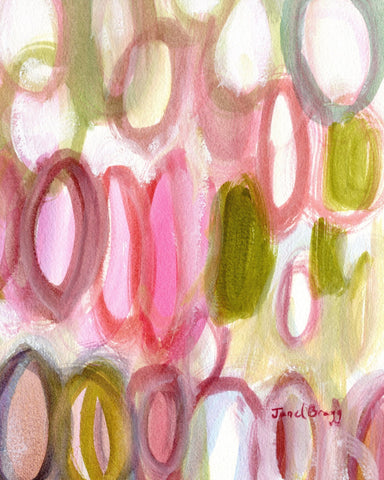 Pink Green Oval Abstract