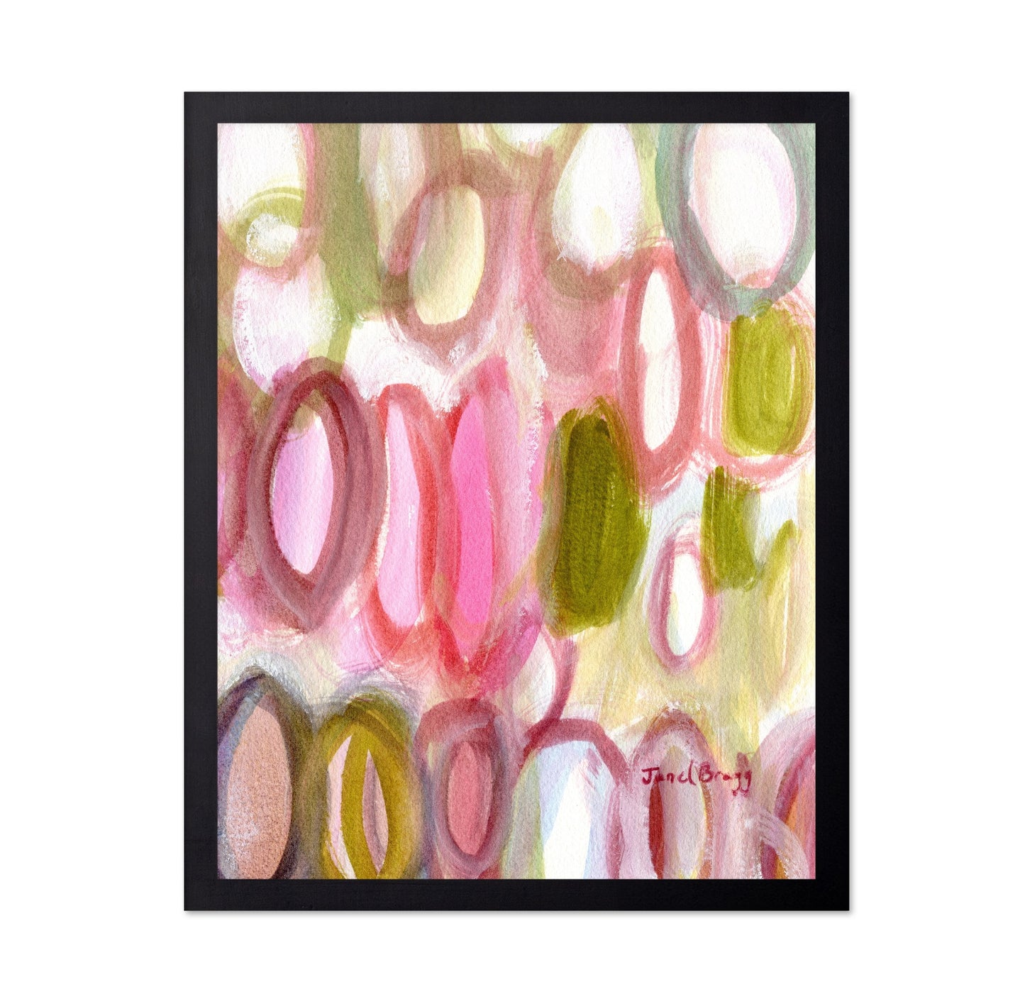Pink Green Oval Abstract