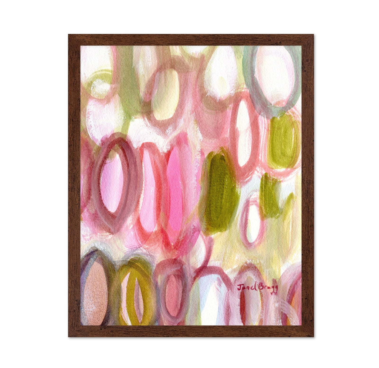 Pink Green Oval Abstract
