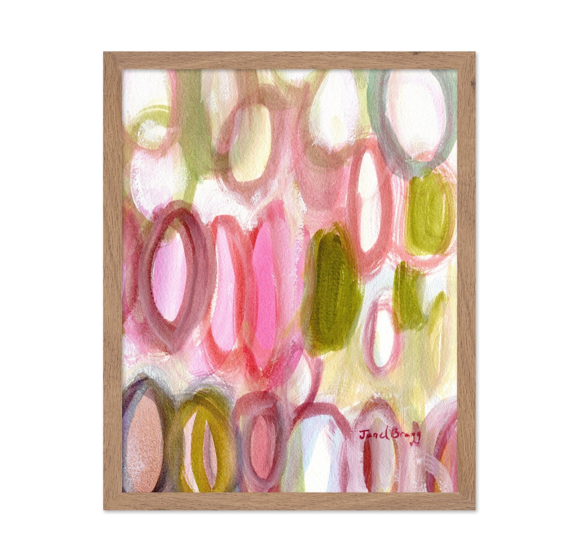 Pink Green Oval Abstract