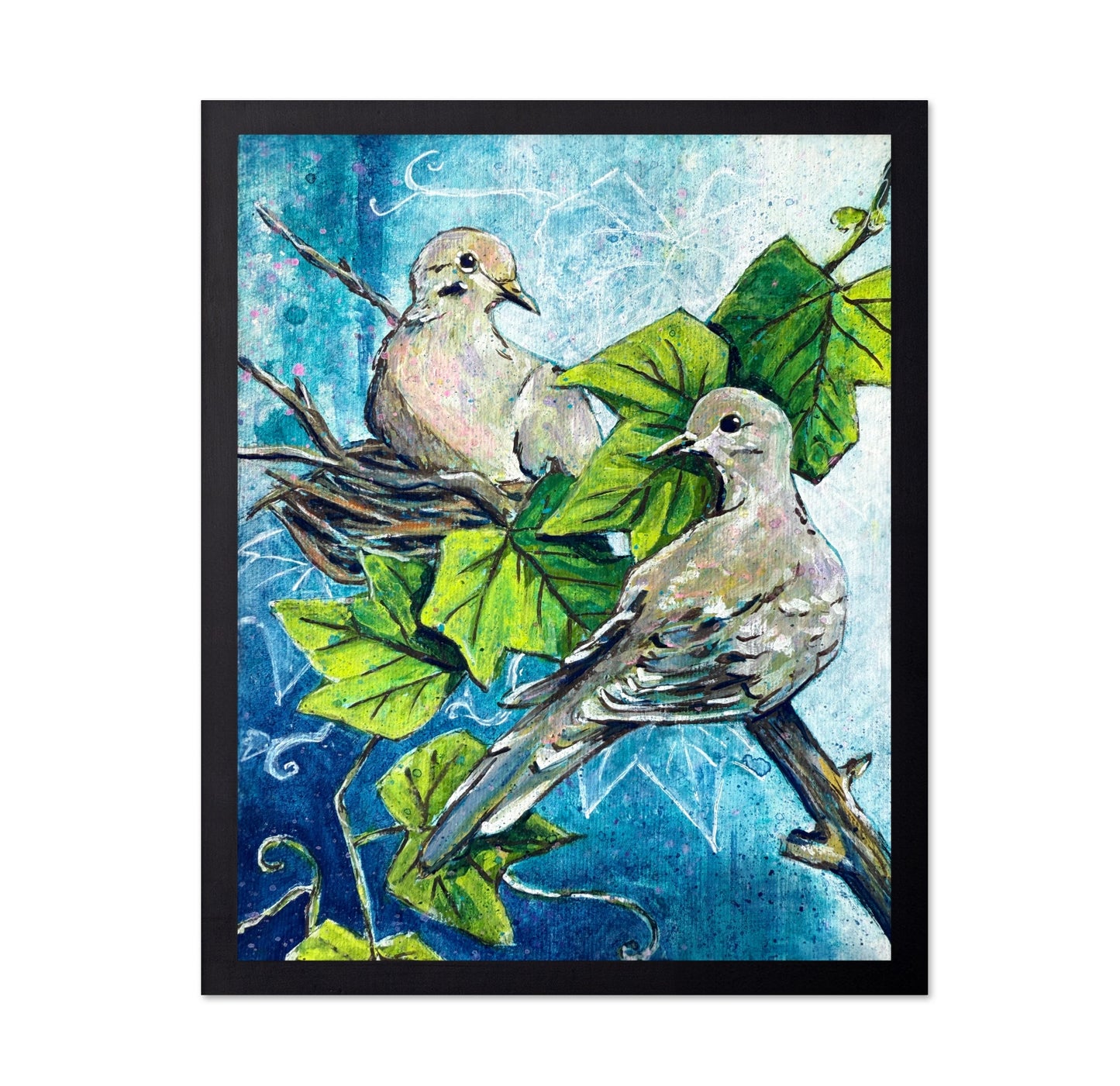 Doves in Green Vines