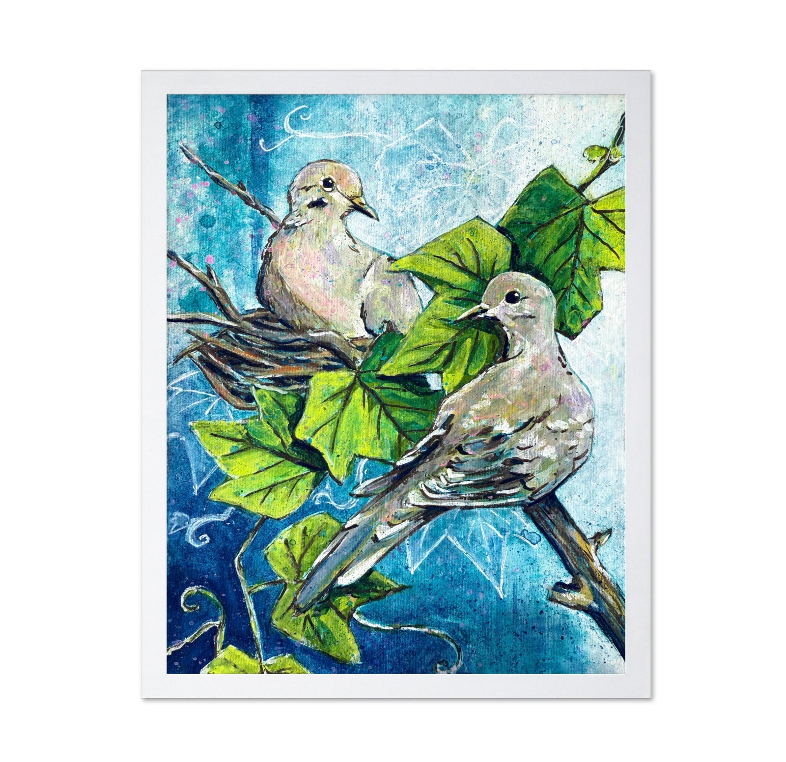 Doves in Green Vines