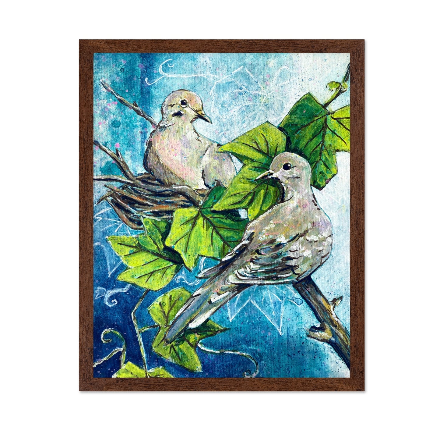 Doves in Green Vines