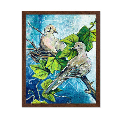 Doves in Green Vines