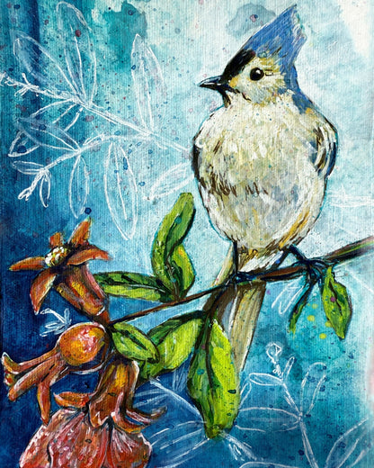 Titmouse and Flowers
