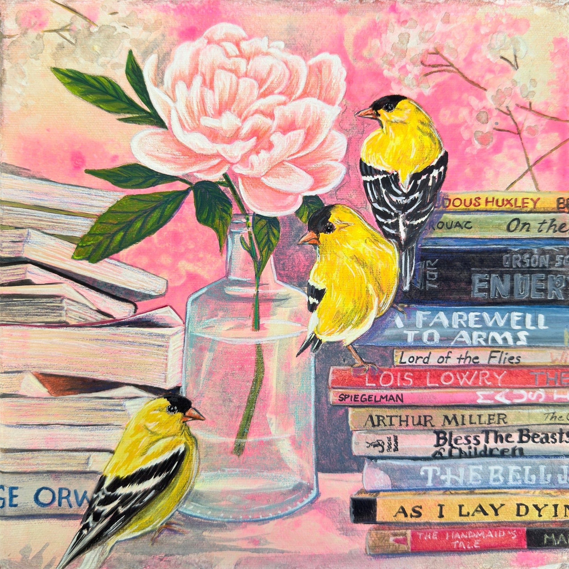 Goldfinch Book Stack