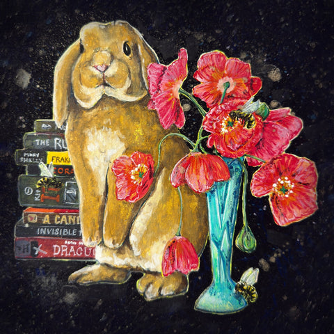 Brave Bunny With Poppies